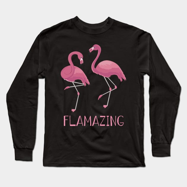 Feathered Fantasy Flamingo Artistry, Ideal Tee for Bird Lovers Long Sleeve T-Shirt by Kevin Jones Art